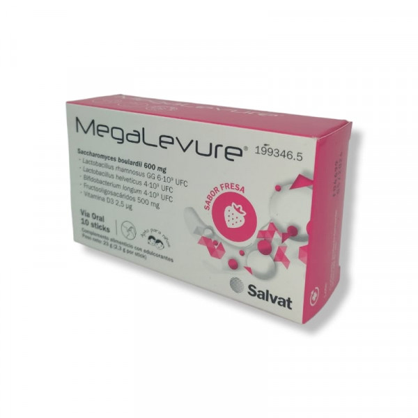MEGALEVURE 10 STICKS SABOR FRESA