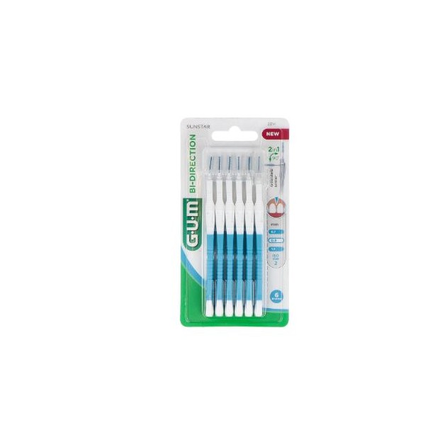 GUM 2314 BI-DIRECTION  MICROFINO  CONICO 6 UNIDA 0.9MM AZUL