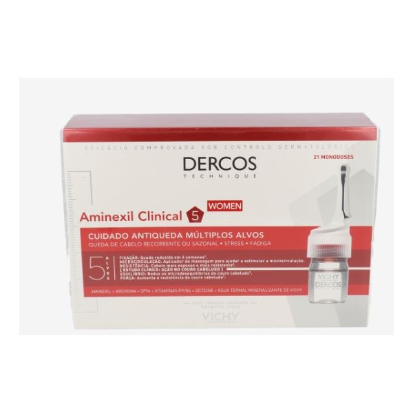 DERCOS AMINEXIL CLINICAL 5 MUJER 21 MONODOSIS 6 ml